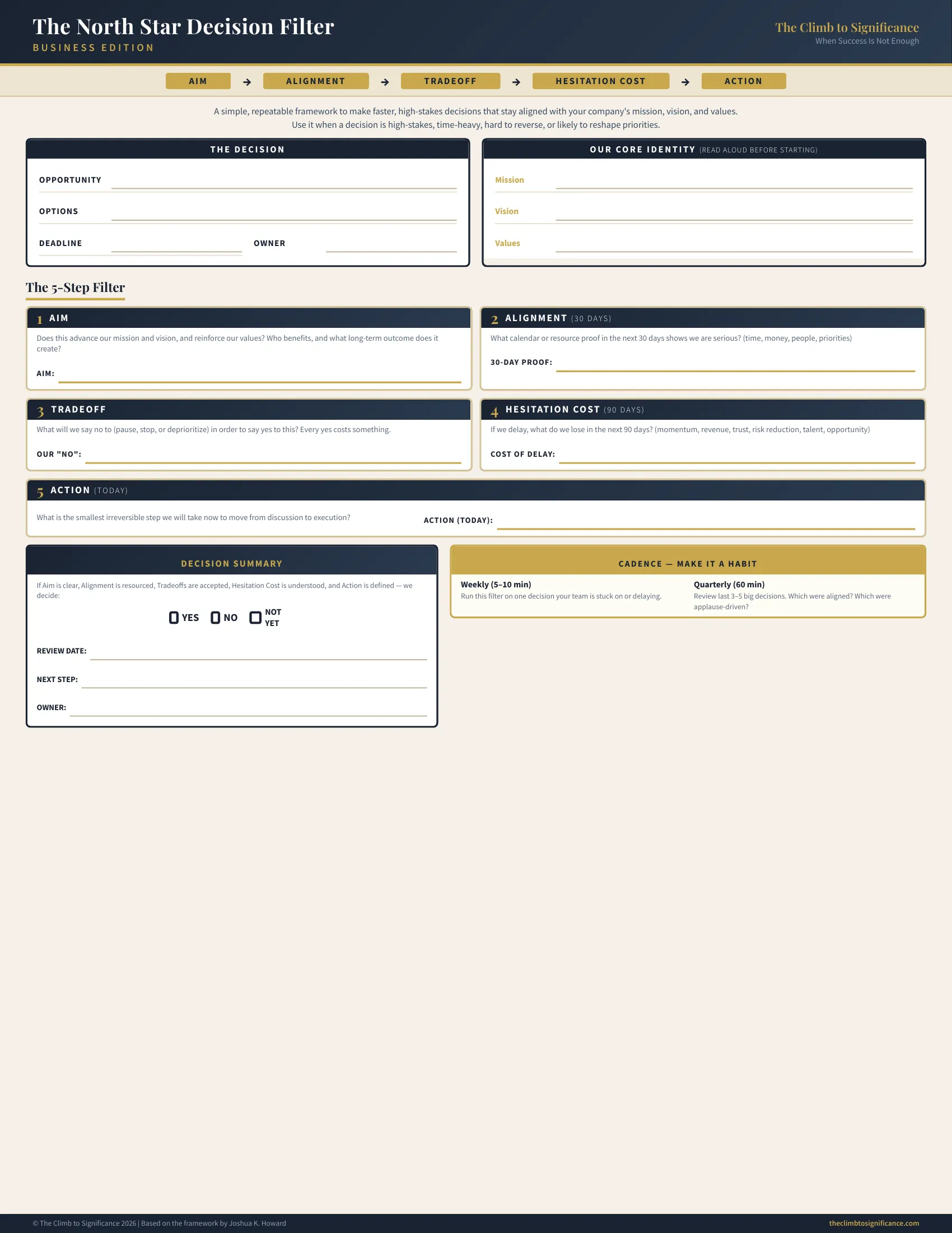 The North Star Decision Filter (Business Edition)