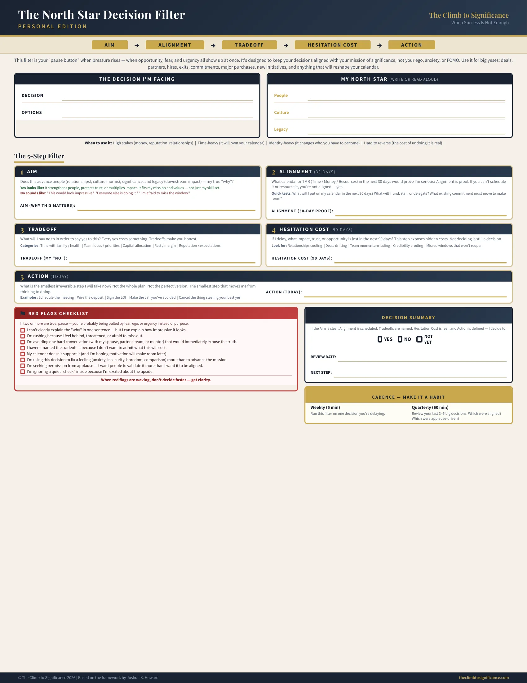 The North Star Decision Filter (Personal Edition)
